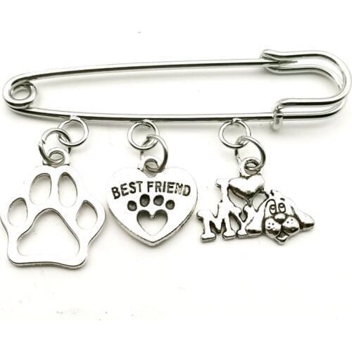 New Mini I Love My Dog Brooch Best Friend Fashion Pet Steel Brooch Men and Women Jewelry Gift