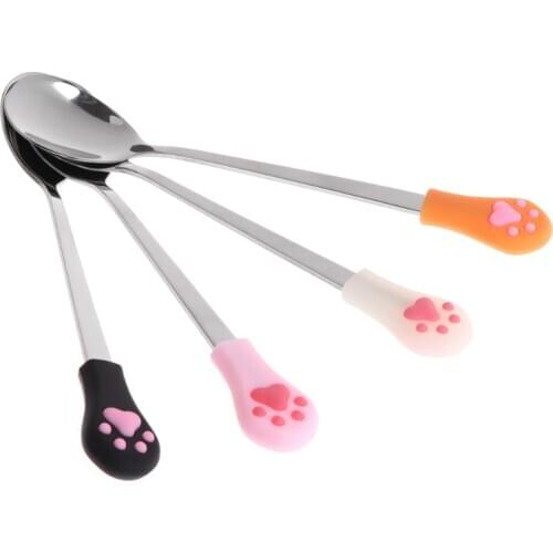 2021 New Hot Sale Stainless Steel Spoon Anti Slip Silicone Handle Can Cute For Pets Dogs