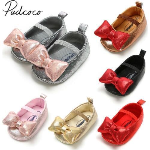 Baby Girl Princess Shoes Children Girls Dress Leather Shoes Kid Toddler Wedding Toddler Party Big Bowknot First Walkers 0-18M