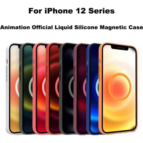 Official Liquid Silicone Case for iPhone 12 Pro Max Case Magnetic Luxury 1:1 Animation Wireless Charge Cover for iPhone 12 Pro