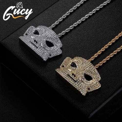 GUCY Men Women Hip Hop Pendant Necklace With Tennis Chain Iced Out Bling Hip Hop Necklaces Charm Jewelry
