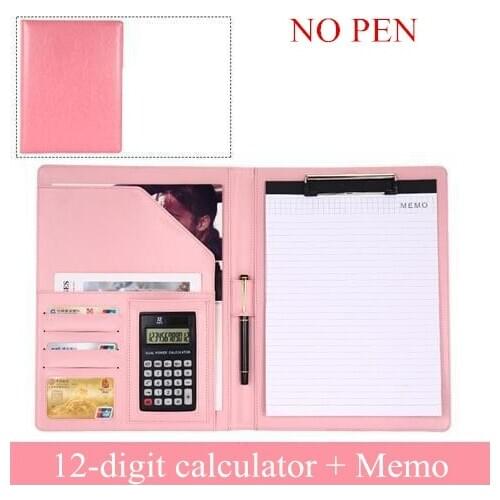 A4 PU Leather File Folder With Calculator Multifunction Office Supplies Organizer Manager Document Pads Briefcase Padfolio Bags