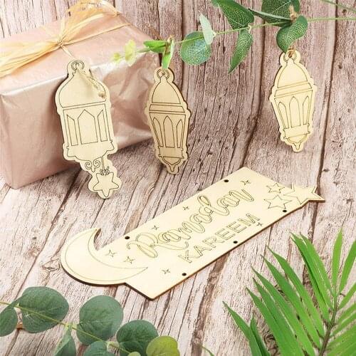Ramadan Kareem Decoration Wooden Craft Hanging Pendant Eid Mubarak Decor for Home Islamic Muslim Party Supplies Eid Al-Adha Gift