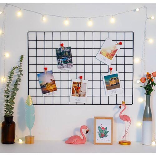Ins Grid Frame Photo Frame Rack Holder Wall Decorate Postcards Mesh Frame Grid Frame Iron Storage Grids DIY Decoration