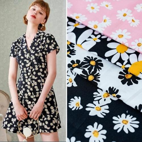 Fabric Dress Clothing Printed Daisy Small Crushed Flower Summer Thin Cotton Silk Diy Handmade Piece Woven