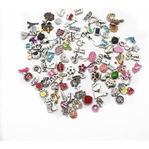 Mix New Arrival 50pcs/lot Alloy Floating Charms Fit Living Glass Floating Lockets Accessory Charms Bracelet DIY Jewelry
