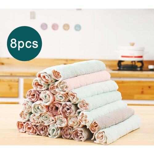 Behogar 8pcs Reusable Cleaning Cloths Super Absorbent Microfiber Dish Washing Cloth Towel Rag for Home Kitchen