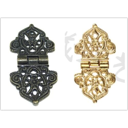 50pcs/lot Vintage Alloy Hollow Flower Hinge,Chinese Furniture Hardware,Metal Hinges,Cabinet Door Butt Hinges 24*54mm