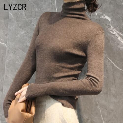 LYZCR Winter Womens Turtleneck Sweater Female Blue Basic Woman Sweaters Pullover Sweater knitted Women Autumn Winter 2020