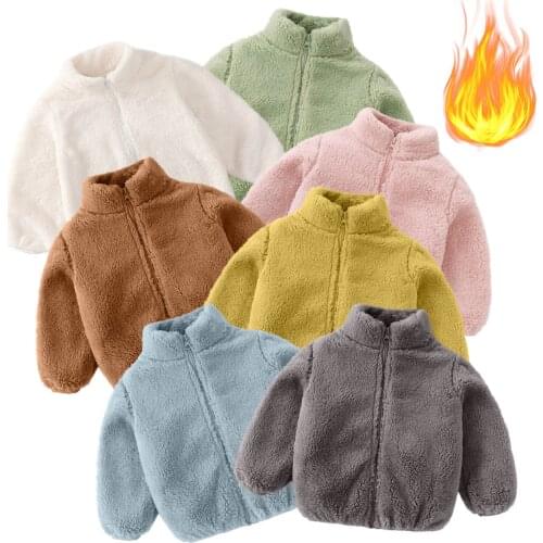 1-6 Y) Childrens Jackets Keep Warm And Thicken Winter Plush Jackets Solid Color Double-Sided Velvet Clothes платье летнее 50