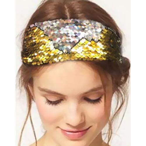 Fashion 1PC Wide Cross Full Sequins Headband Knotted Elastic Women party Turban Knitted Double-sided Hairband