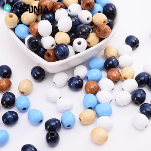 10mm Candy Color Oval Round Natural Wooden Beads Handmade Custom Decorations Wholesale For Jewelry Bracelet Necklace Accessories