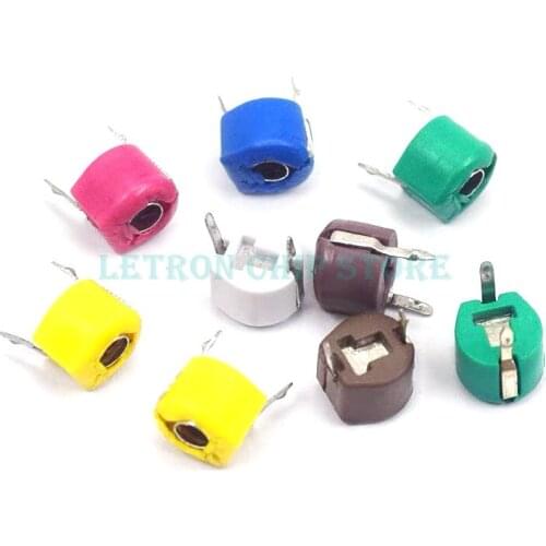 10PCS 6mm Trimmer Variable Ceramic Capacitor 3PF 5PF 10PF 20PF 30PF 40PF 50PF 60PF 70PF 120PF Adjustable Capacitors for Arduino