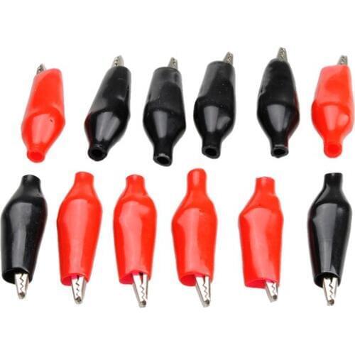 12pcs Alligator Clip Red Black Insulation Boot Metal Electric Test Accessories Universal Small Spring clip Crocodile Clips