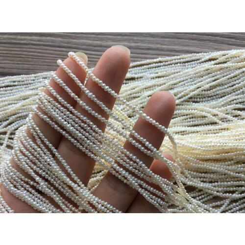 2mm white pearl 15'' 35cm real Natural freshwater Pearl Beads Loose Bead DIY Gift One Strands
