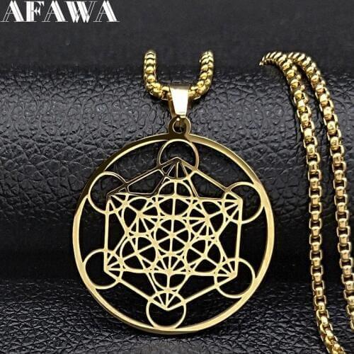 2021 Fashion Yoga Hindu Buddhism Flower of Life Stainless Steel Necklace Chain Women Gold Color Necklace Jewelry collares N620S0