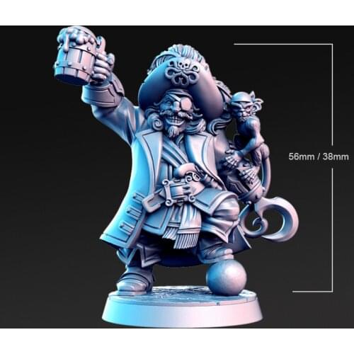 38mm 56mm Resin Model Pirate Captain Prime Figure Unpainted