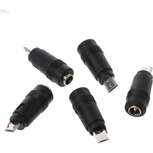 5 Pcs 5.5x2.1mm Female Jack to Micro USB Male Plug DC Power Connector Adapter