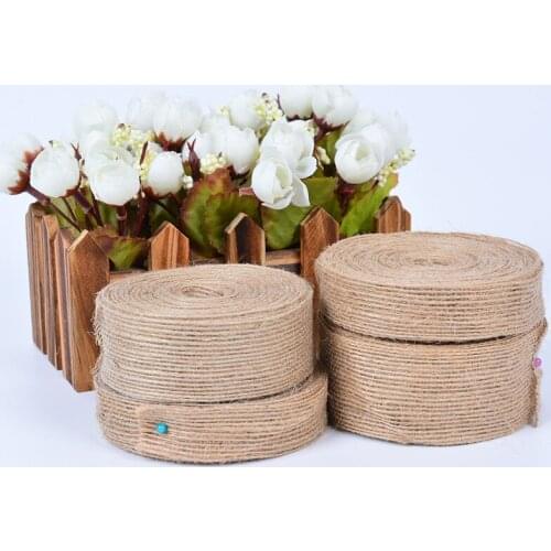 50Meters 6/10/15/20/25/30/38mm Natural Vintage Jute Burlap Ribbon DIY Wedding Belt Floristry Birthday Party Christmas Decoration