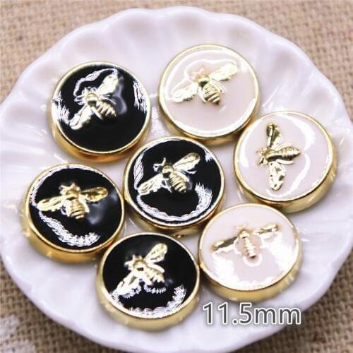 50pcs 11.5mm round white/black bee Buttons Home Garden Crafts Cabochon Scrapbooking DIY Accessories