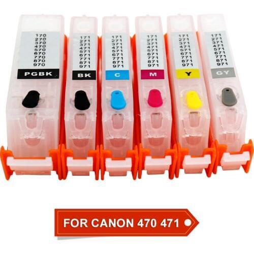 6Colors PGI 470 CLI 471 XL Refillable Ink Cartridge Auto reset chip for Canon PIXMA MG7740 Printer Compatible 470 471 Cartridge