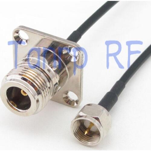 6in F male plug to N female with 4 hole panel RF connector adapter 15CM Pigtail coaxial jumper cable RG174 extension cord