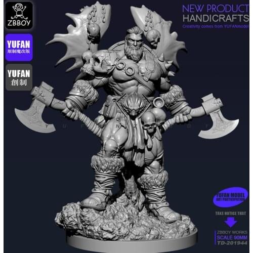 90MM Resin figure Kits Double axe warrior resin soldier self-assembled TD-201944
