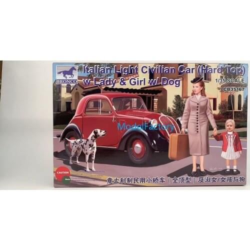 BRONCO CB35167 1/35 Italian Light Civilian Car (Hard Top) w Lady & Girl w/ Dog