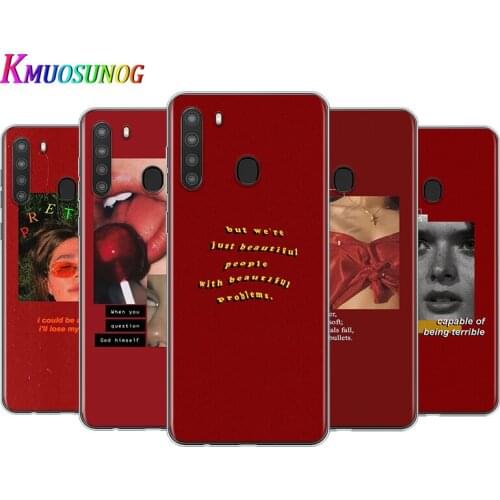 Retro red pattern art lyrics aesthetic For Samsung A90 A80 A70 A70S A60 A50 A40S A30 A20 A10S A10E A10 A2 Core Phone Case