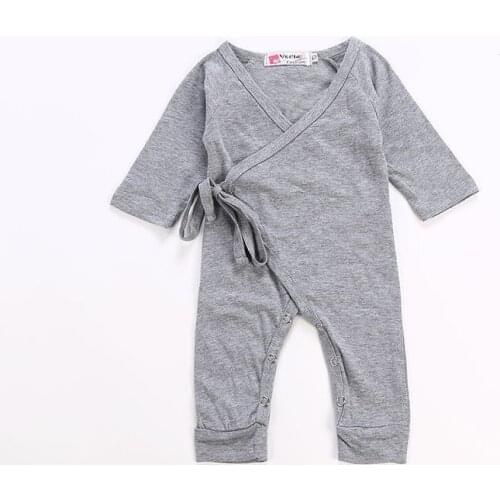 Baby Spring Autumn Clothing 0-24 Newborn Infant Baby Boy Girl Solid Color Romper Clothe Child Cotton Long Sleeve Outfit Jumpsuit