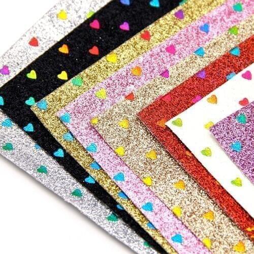David accessories 20*33cm heart glitter faux artificial Synthetic leather fabric hair bow diy decoration crafts 1piece,1Yc6681
