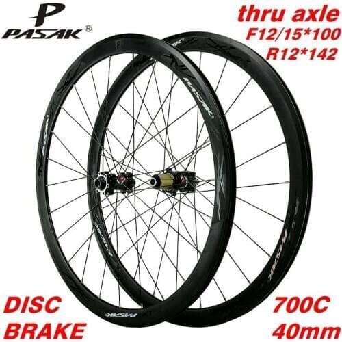 700C disc brake road bicycle wheel set off-road road wheel barrel shaft 12 15 V/C brake 29 "straight spokes 40MM