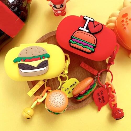 DIY Mini Hamburger Cover for Bose QuietComfort Earbuds Case TWS Noise Canceling Earbuds Case Bluetooth Wireless Earphone Box