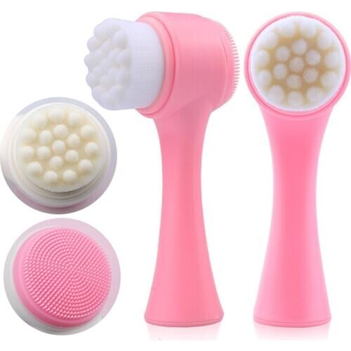Double Sided Facial Cleansing Brush Skin Care Massage Tool Deep Pore Cleaning Face Brush