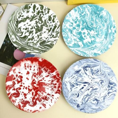 Enamel Colorful Cloud Light Plate Dish Deep Plates Creative Household Meal Dish Simple Retro Dish Decorative Tray Ins Popular