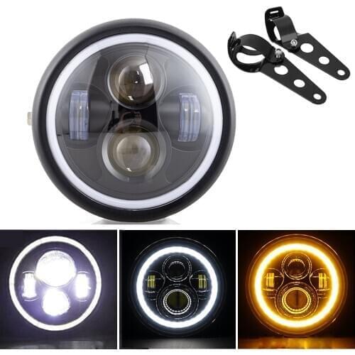 6.5 Cafe Racer Motorcycle Headlight Retro Black LED Motorcycle Headlamp For Yamaha Road Star Honda Shadow vt600 vt1100 VT1300