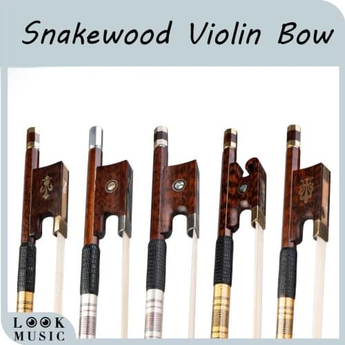 Master Violin Bow 4/4 Full Size Violin Stick Straight Snakewood Bow For Acoustic Violin / Electric Violin Natural Horse Hair