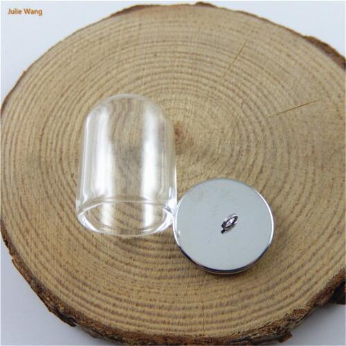 Julie Wang 4sets Exquisite Round Base+Glass Gift Drift Christmas bottles Pendants Charms Jewelry Finding Handcrafts Accessory