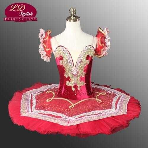 Girls Red Ballet Tutu Performance Professional Classical Ballet Tutu With Velvet Bodice Blue Swan Lake Ballet Tutu For Grils