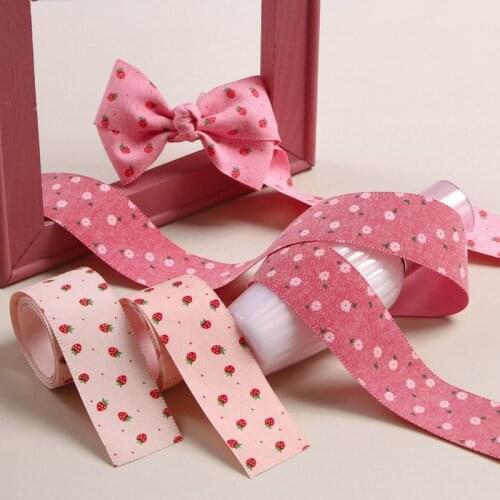 10 Yards 25/38MM Strawberry Print Webbing With Imitation Cotton And Linen Ribbon DIY Hair Bow Clothing Accessories Y2021070201