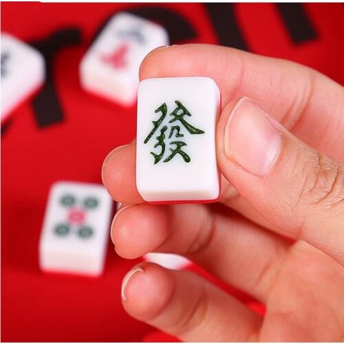 Hot Mini Portable Mahjong 23/24mm High Quality Black/Red 144pcs mahjong tiles Chinese travel Funny Family Table Board Game P18