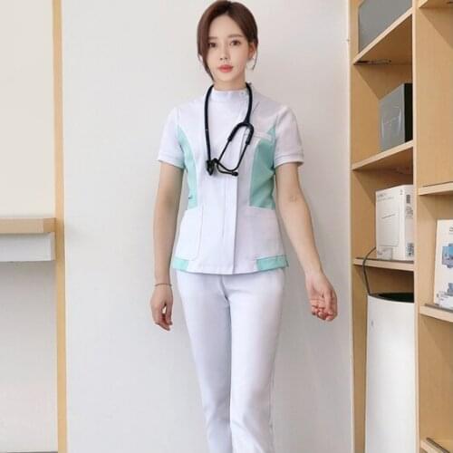 Women Medical Uniforms Short Sleeve Health Workwear Tops Pants Hospital Nurse Scrubs