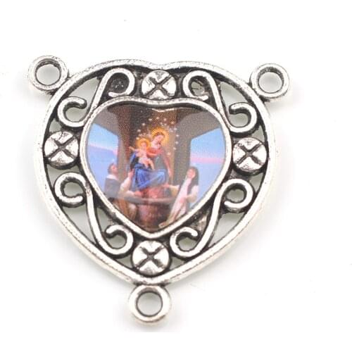 Fashion Heart Shape Rosary Center Medal Our Lady of Pompeii Photo