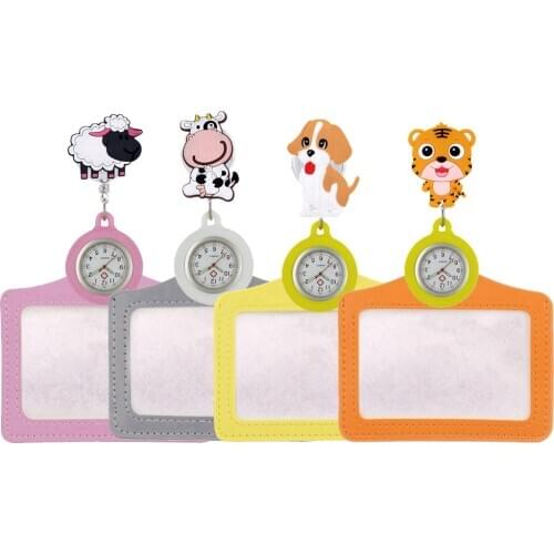 Fashion Animal Zodiac Dog Cat Nurse Doctor Retractable Badge Reel pocket watches medical hospital name card Exhibition holders