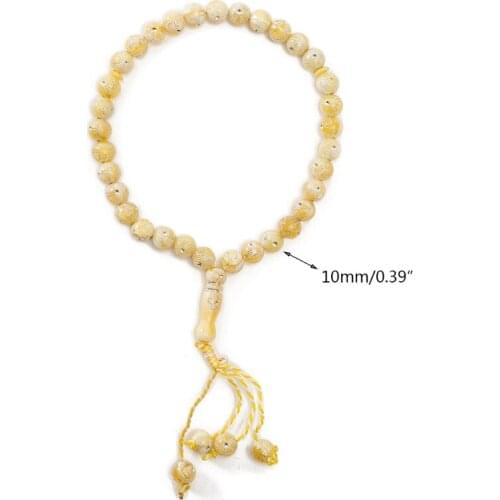 Tasbih Prayer 33 Worry Beads Misbaha Islamic Rosary Unisex Prayer Bead Necklace Bracelet 6 Colors with Rhinestone Decor AXYD