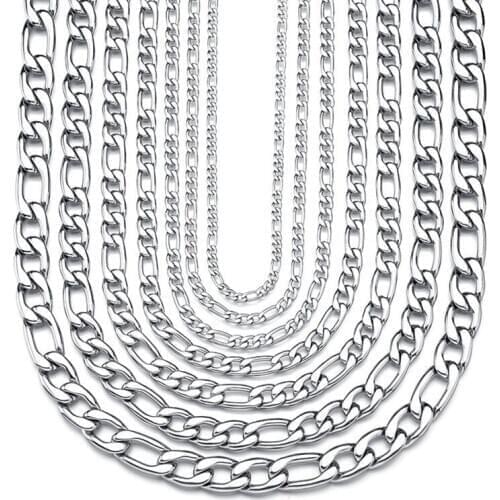 Wholesale Jewelry --55 cm 316L Titanium steel Long Small 7 SIZE Necklaces for Wome Men No Fade White Gold Color