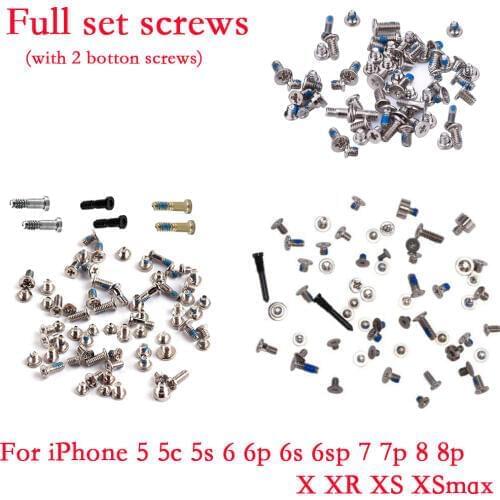 Complete Full Set Screws with 2 bottom dock screws Replacement for iPhone 5 5c 5s 6 6p 6s 6sp 7 7p 8 8 Plus X XR XS XS max