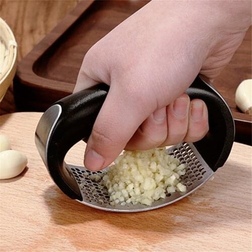 430 Stainless Steel Garlic Press Curve Kitchen Supplies Tools Gadgets Household Manual Fruit Vegetable Garlic Mincer Chopper