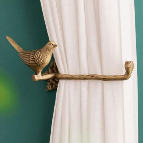 Bird Brass Curtain Hook Vintage Copper Carved Curtain Buckle Tieback Home Decor Curtain Accessories Adhesive Metal Towel Rack