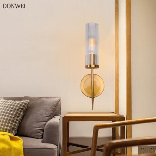 Retro Wall Lamp Sconce Modern Glass Bedside Bedroom E27 Wall Lamp Restaurant Aisle Corridor Pub Cafe Indoor Lighting AC85-265V